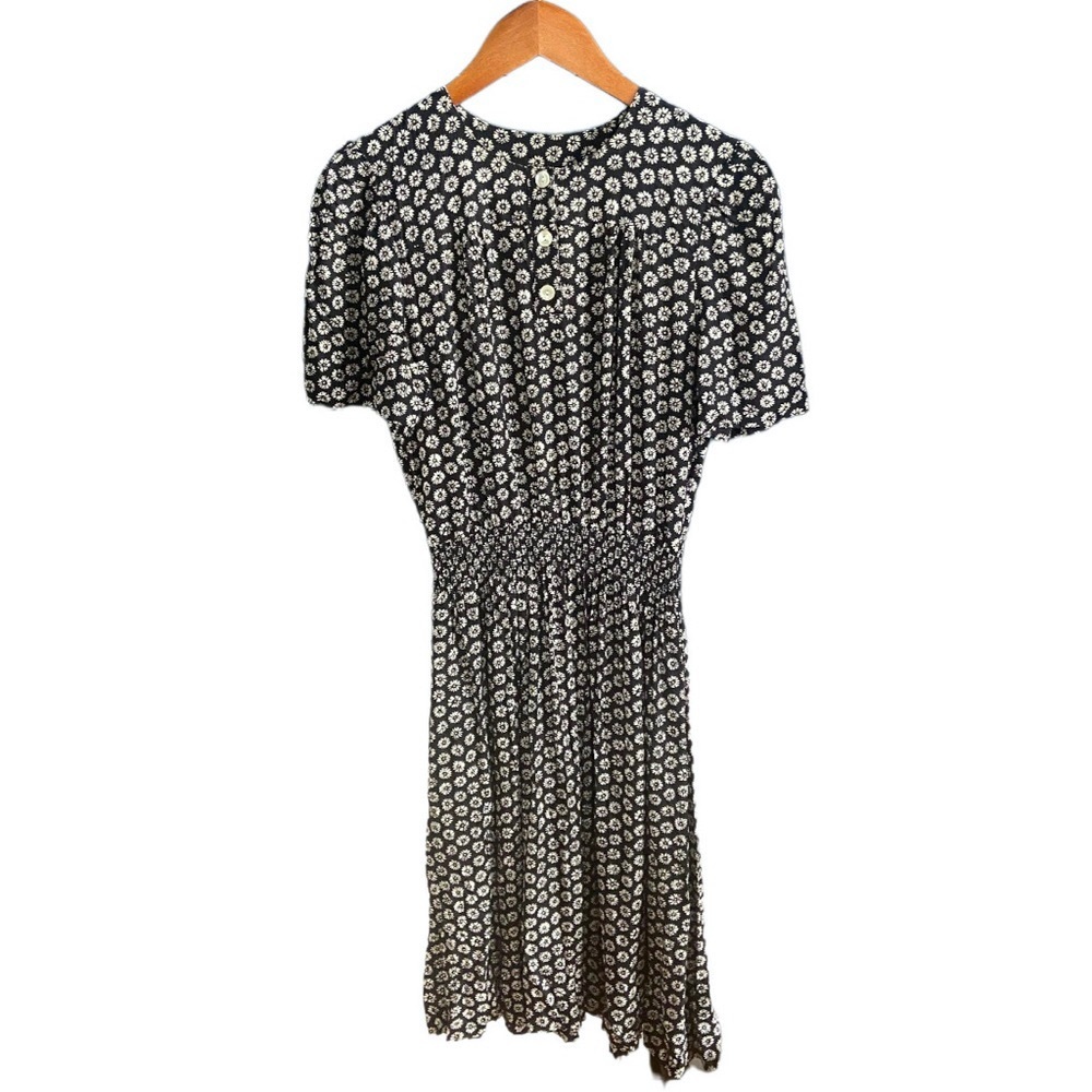 Vintage 70s Taurus Cottagecore Union Made Short Sleeve Floral MIDI Dress